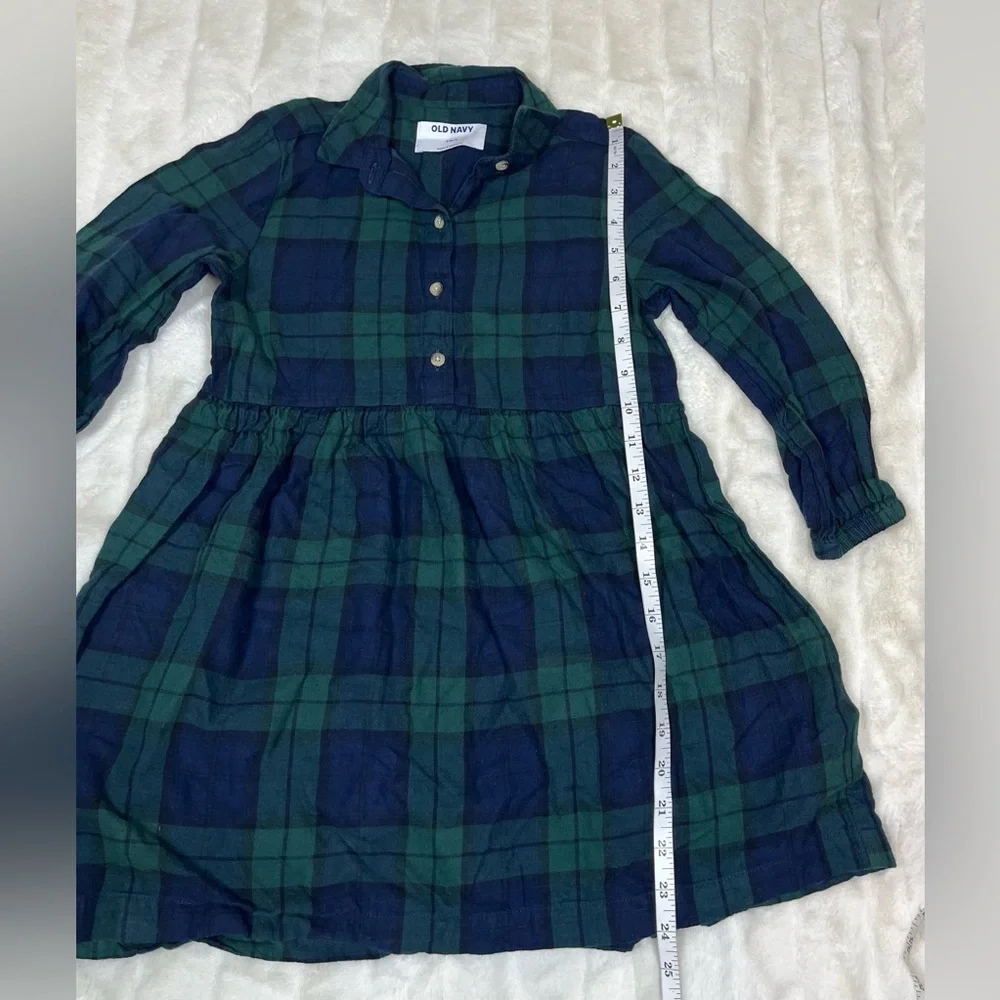 Old Navy Girls S 6/7 Blue Green Plaid School Preppy Lumberjack Fall Winter Dress